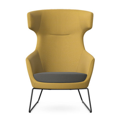 Ava Lounge Chair with Skid Metal Base