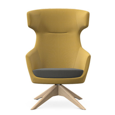 AVA lounge Chair with Pyramidal Wooden Base