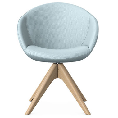 Elena Lounge Chair with Pyramidal Wooden Base