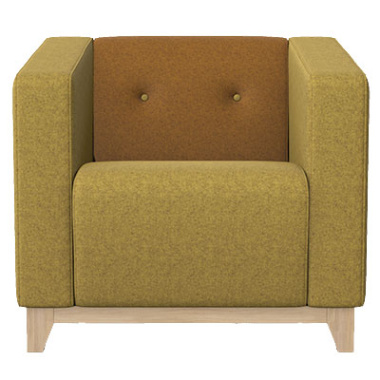 bowman single seat armchair with wooden plinth base