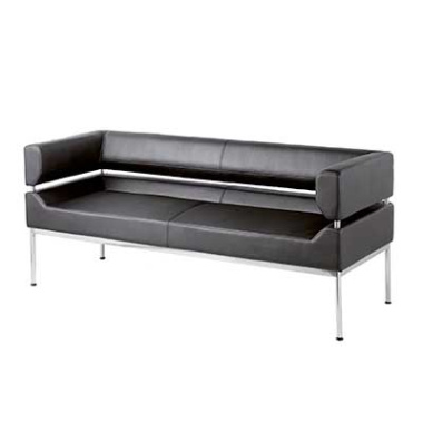 benotto black leather 3 seat sofa